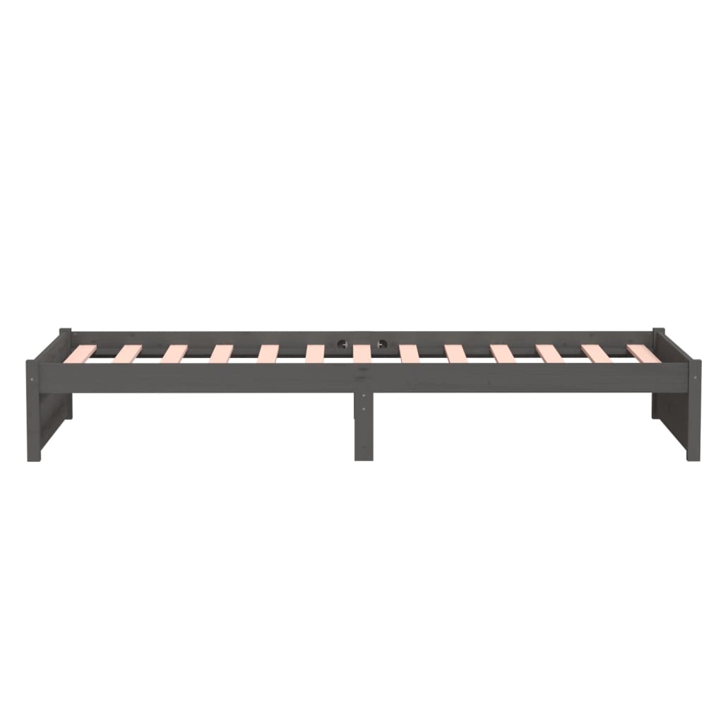 Bedframe Massief Hout Grijs 90X200 Cm