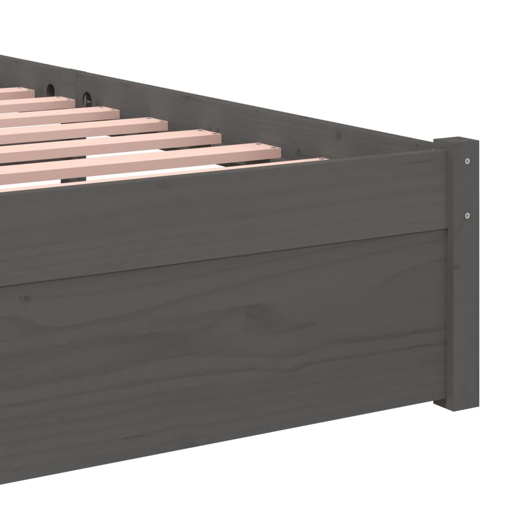 Bedframe Massief Hout Grijs 90X200 Cm