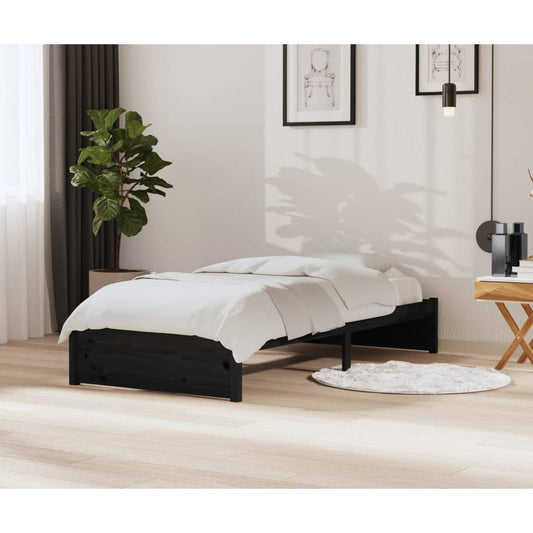 Bedframe Massief Hout Zwart 90X200 Cm