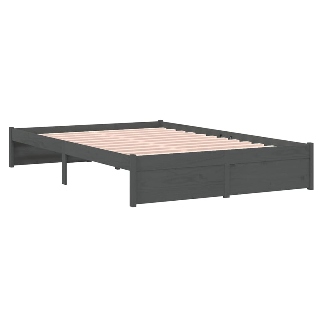 Bedframe Massief Hout Grijs 120X200 Cm