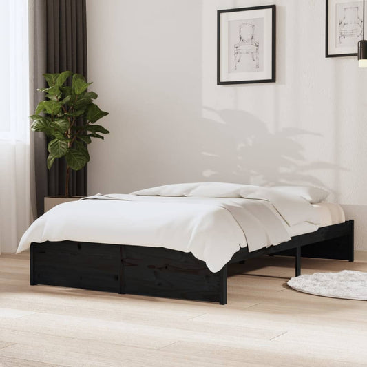 Bedframe Massief Hout Zwart 120X200 Cm