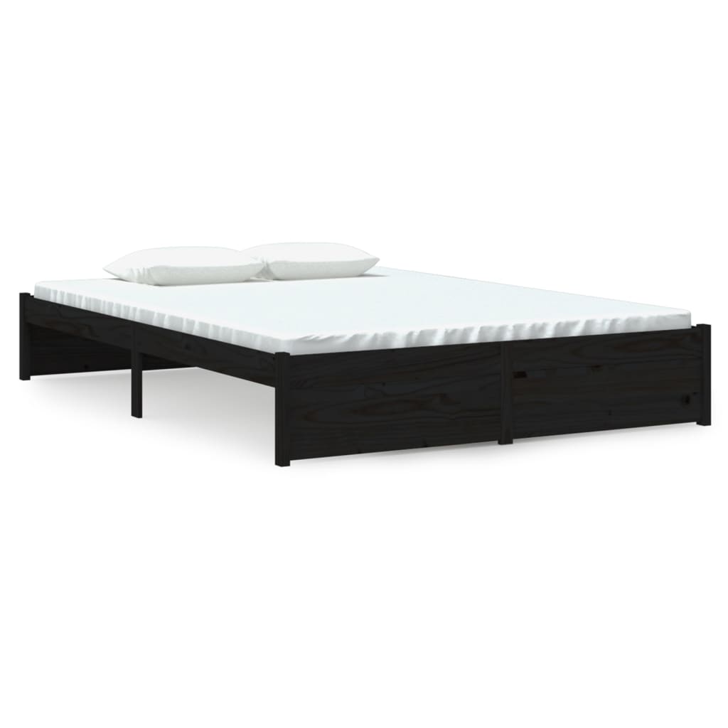 Bedframe Massief Hout Zwart 140X200 Cm