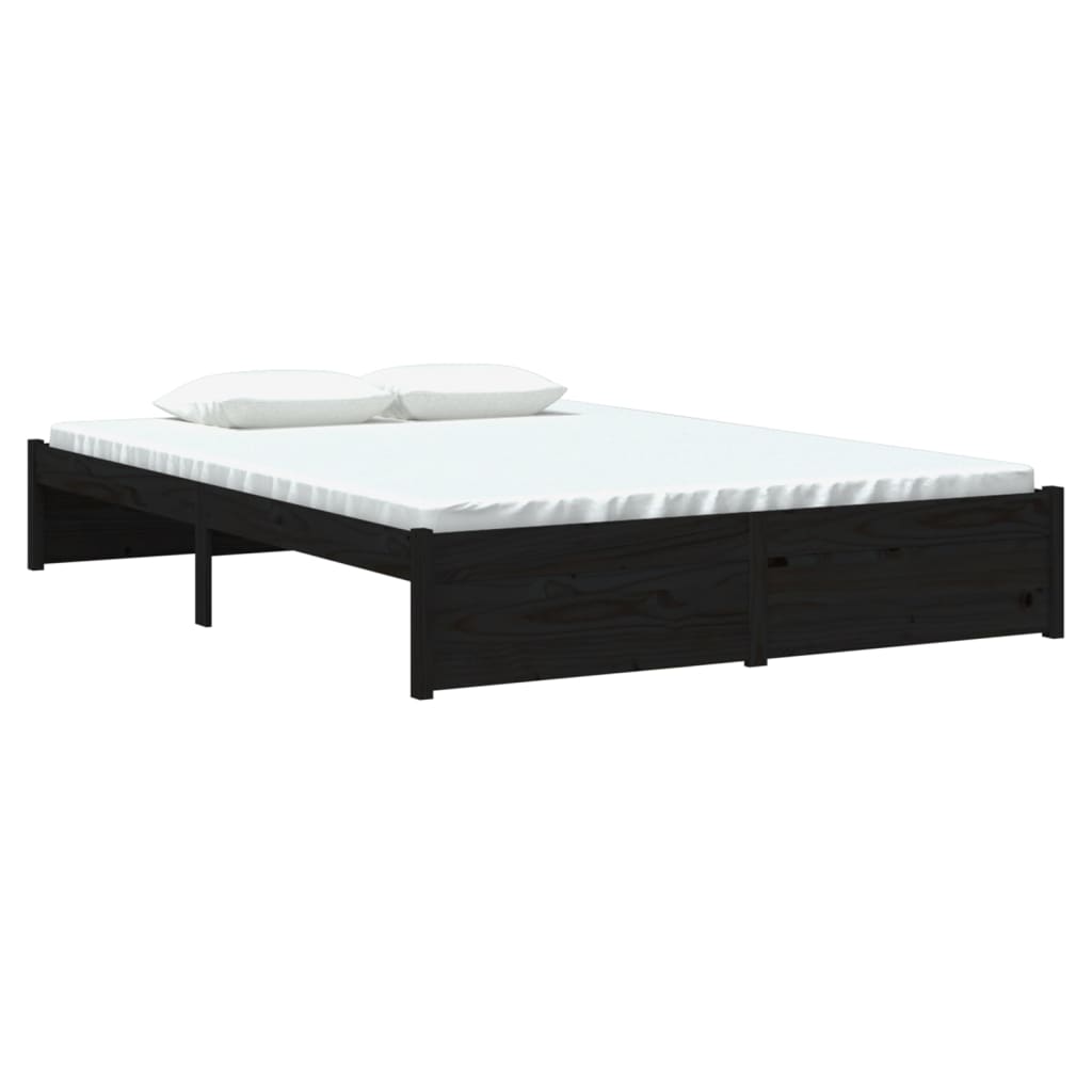 Bedframe Massief Hout Zwart 140X200 Cm