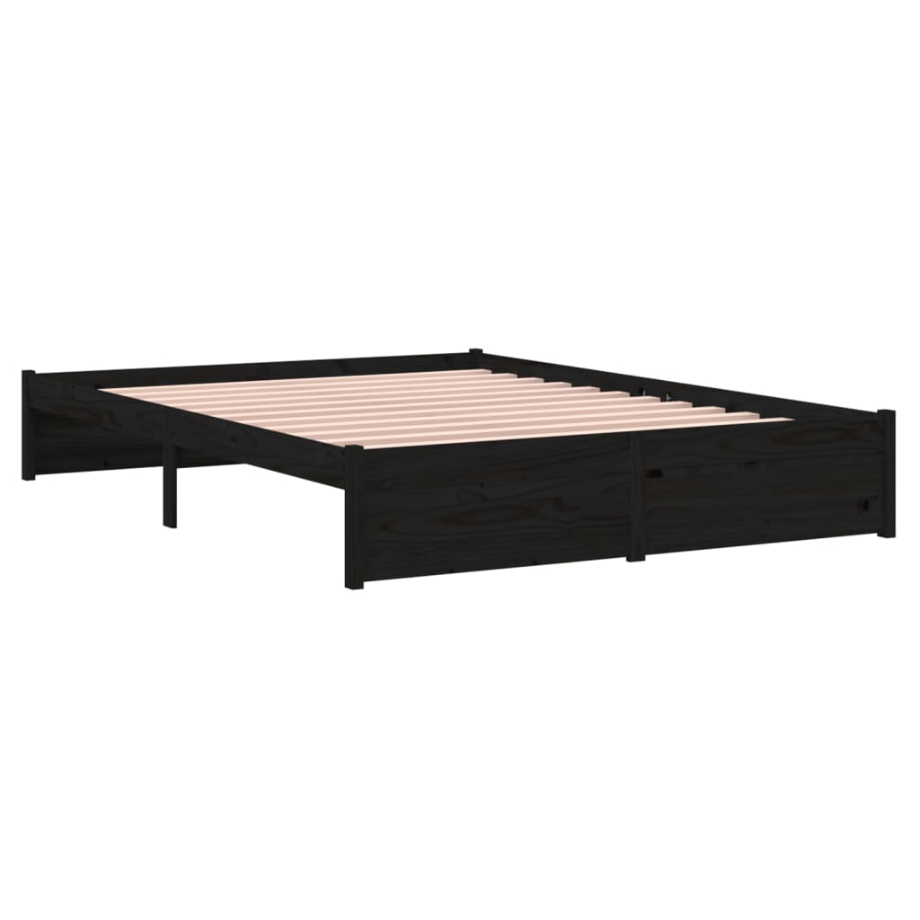Bedframe Massief Hout Zwart 140X200 Cm
