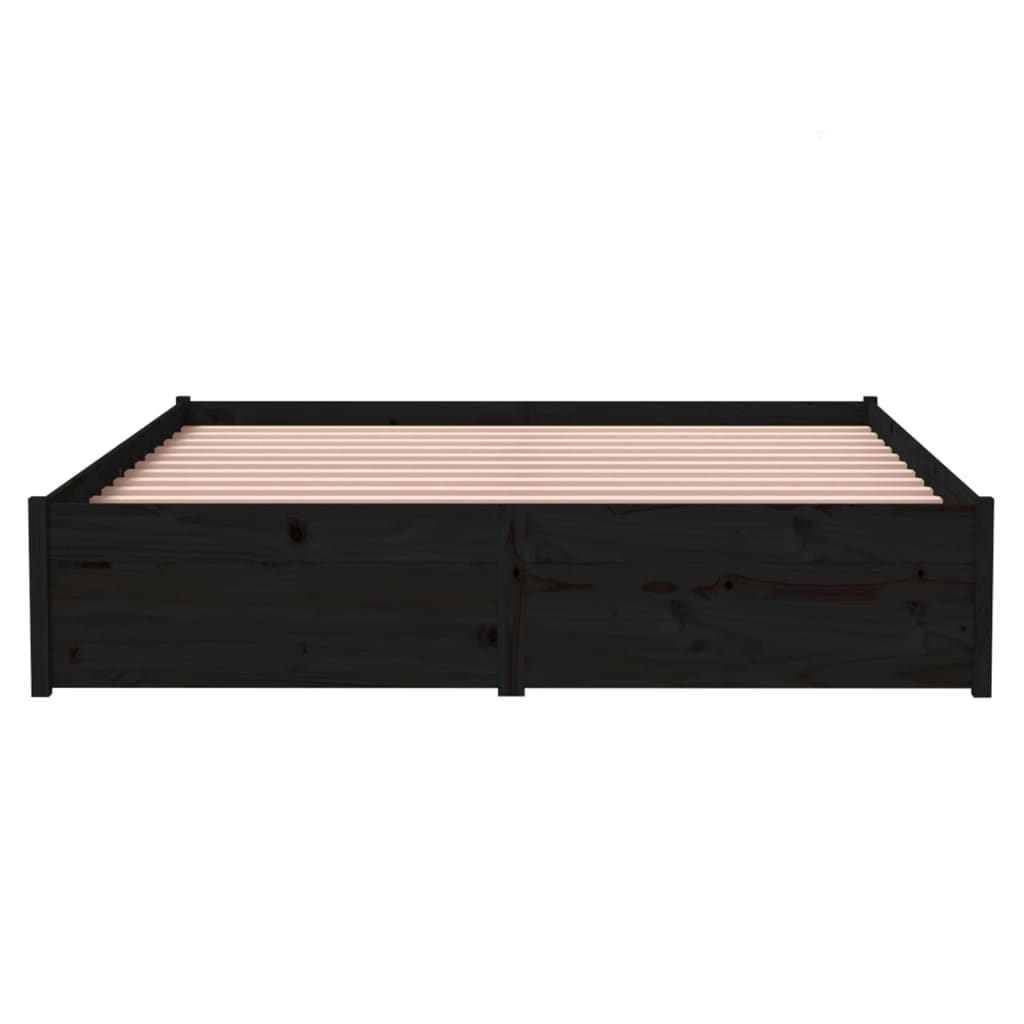 Bedframe Massief Hout Zwart 140X200 Cm