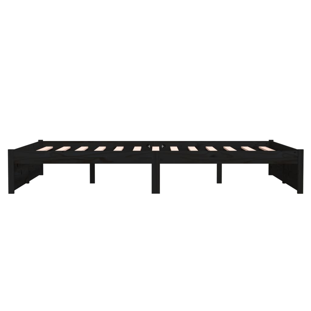 Bedframe Massief Hout Zwart 140X200 Cm
