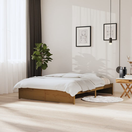 Bedframe Massief Hout Honingbruin 150X200 Cm 5Ft King Size