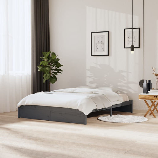 Bedframe Massief Hout Grijs 160X200 Cm