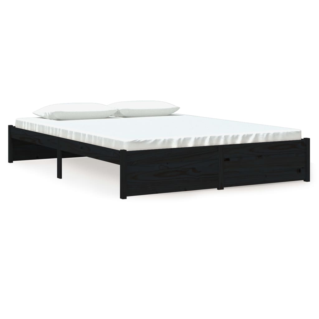 Bedframe Massief Hout Zwart 160X200 Cm