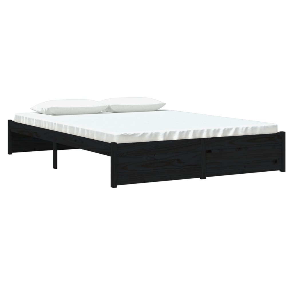 Bedframe Massief Hout Zwart 160X200 Cm