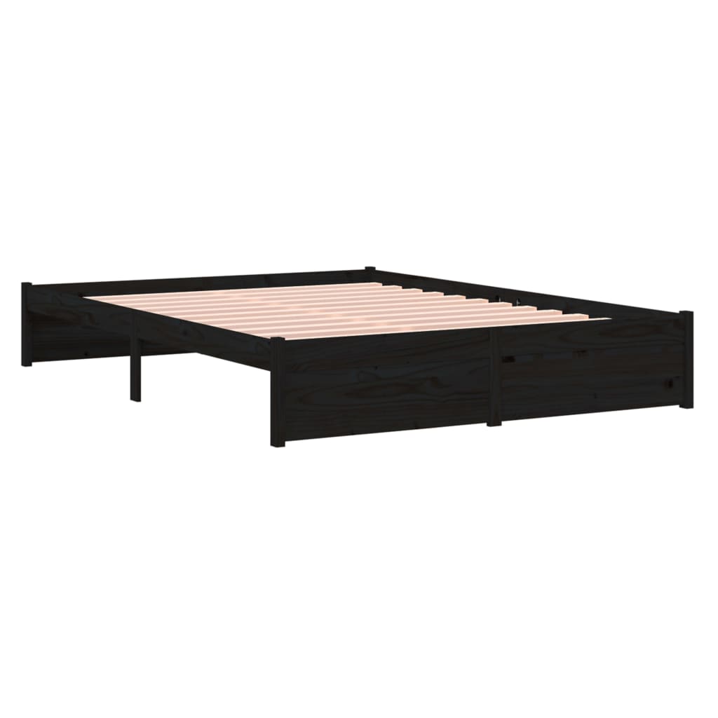 Bedframe Massief Hout Zwart 160X200 Cm