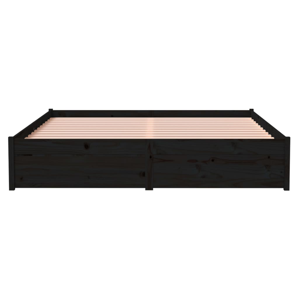 Bedframe Massief Hout Zwart 160X200 Cm