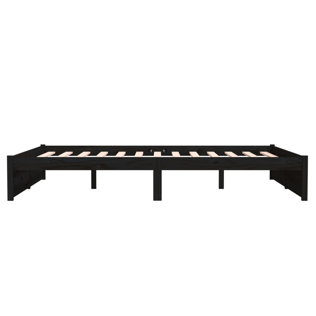Bedframe Massief Hout Zwart 160X200 Cm