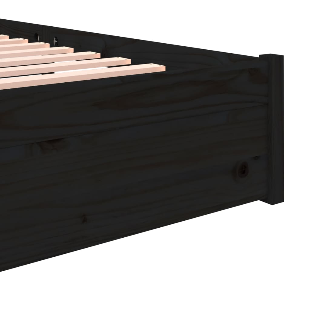 Bedframe Massief Hout Zwart 160X200 Cm