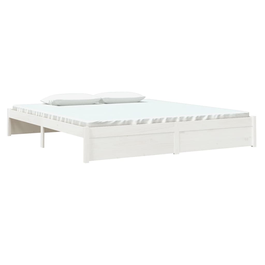 Bedframe Massief Hout Wit 180X200 Cm 6Ft Super King