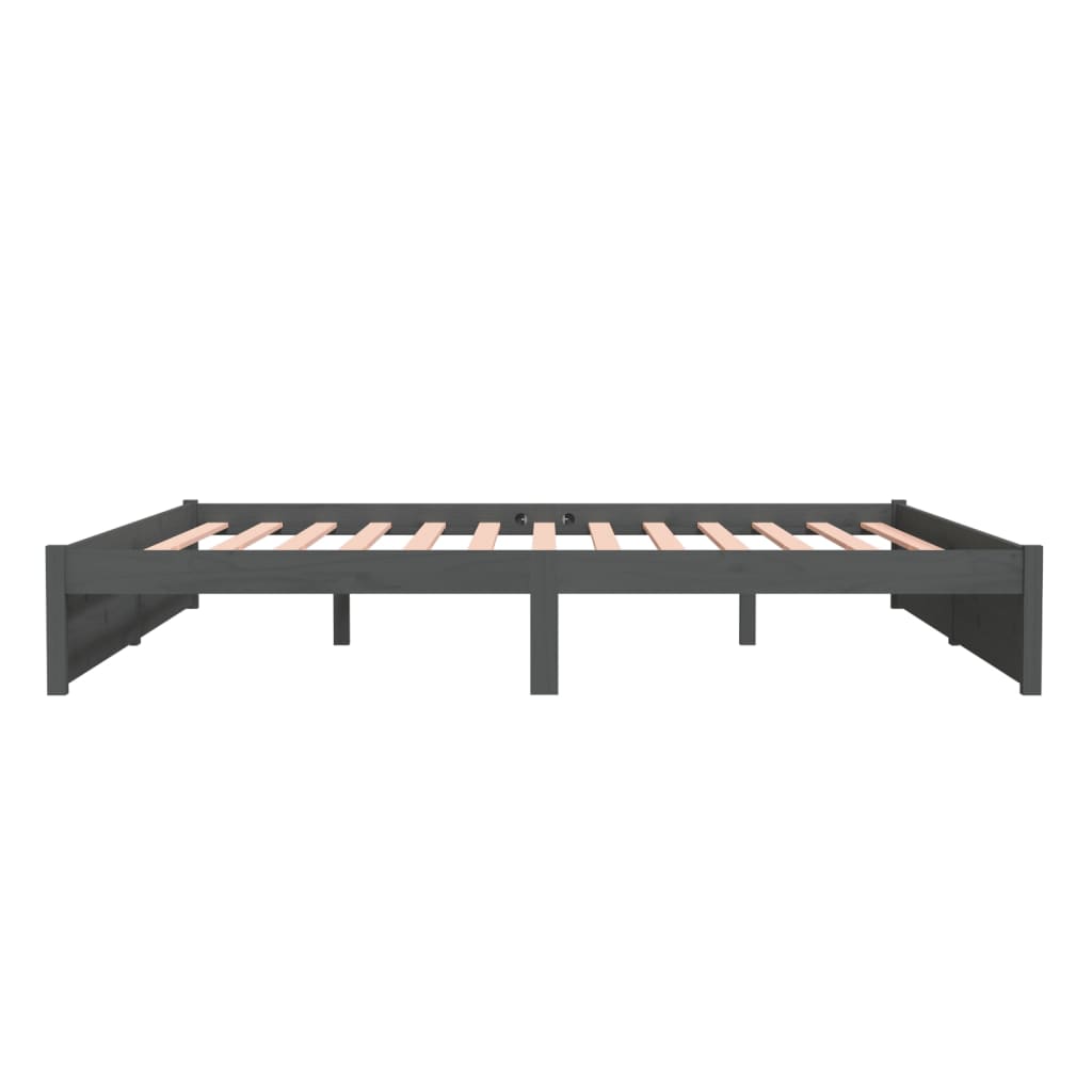 Bedframe Massief Hout Grijs 200X200 Cm