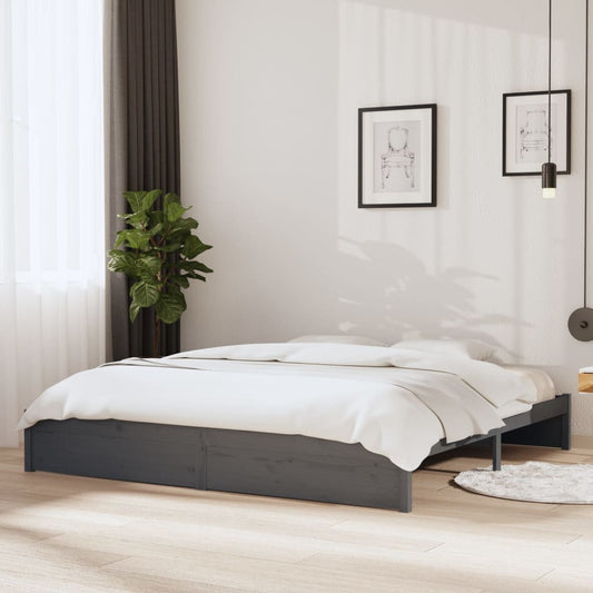 Bedframe Massief Hout Grijs 200X200 Cm