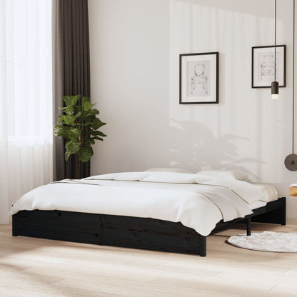 Bedframe Massief Hout Zwart 200X200 Cm