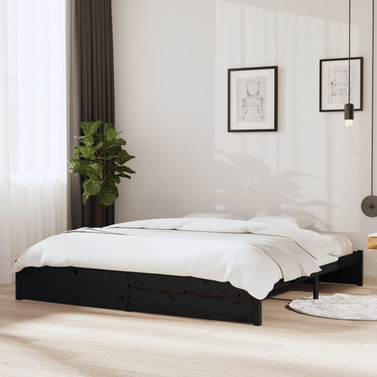 Bedframe Massief Hout Zwart 200X200 Cm