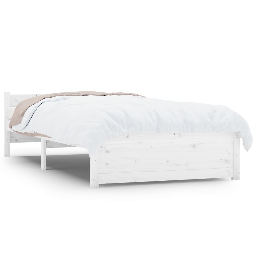 Bedframe Massief Hout Wit 75X190 Cm 2Ft6 Small Single