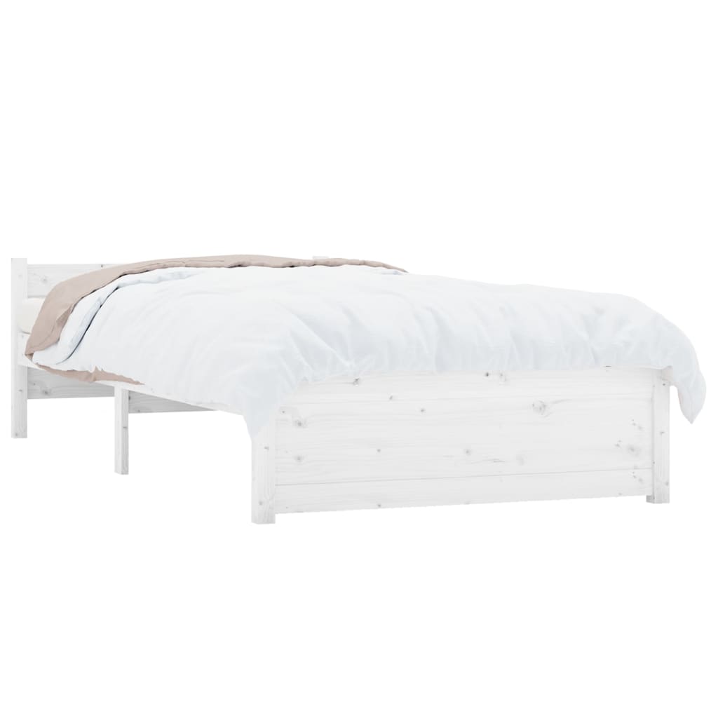 Bedframe Massief Hout Wit 75X190 Cm 2Ft6 Small Single
