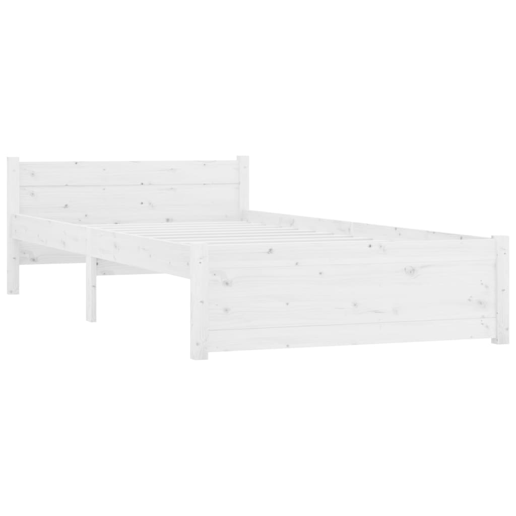 Bedframe Massief Hout Wit 75X190 Cm 2Ft6 Small Single