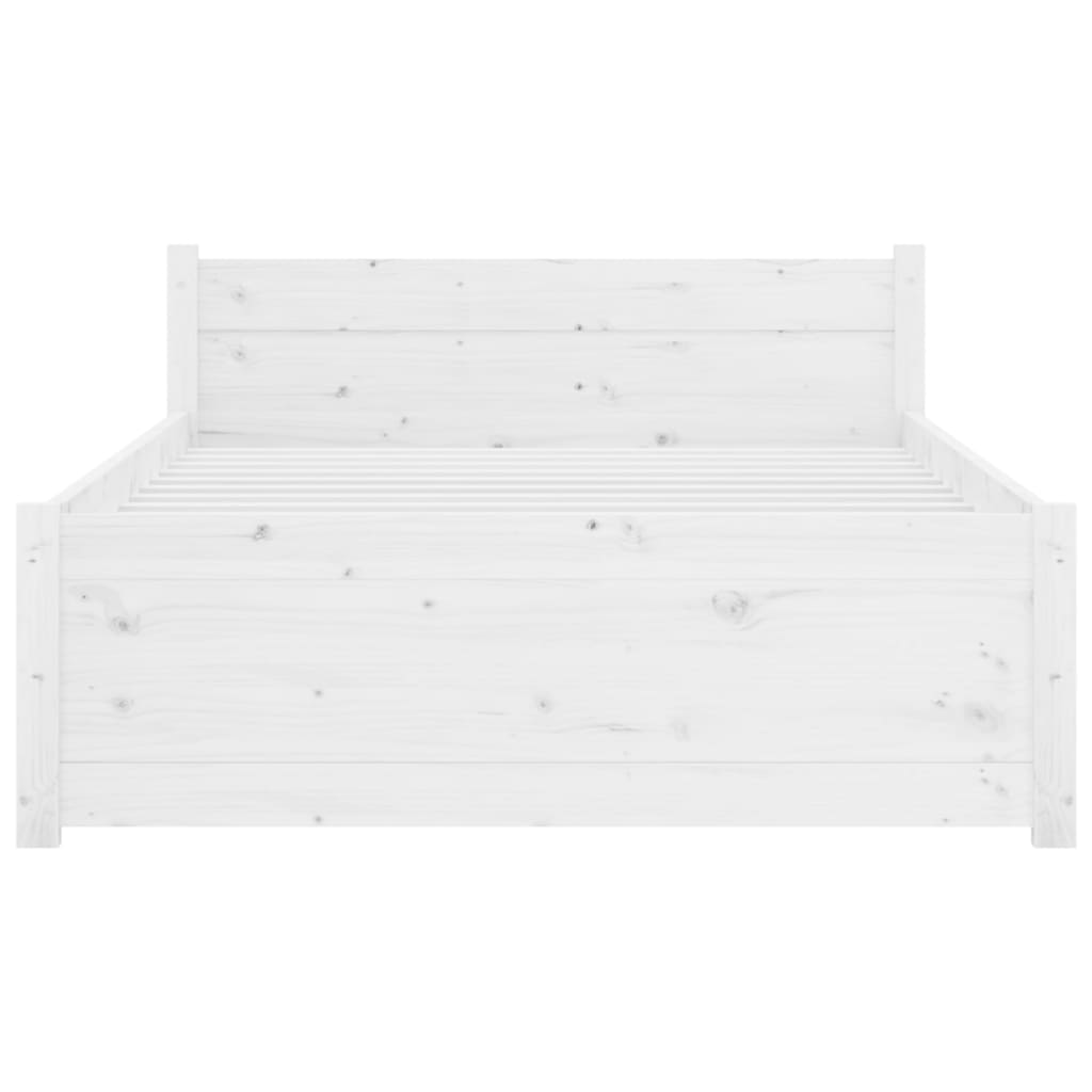 Bedframe Massief Hout Wit 75X190 Cm 2Ft6 Small Single