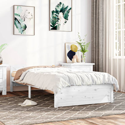 Bedframe Massief Hout Wit 75X190 Cm 2Ft6 Small Single
