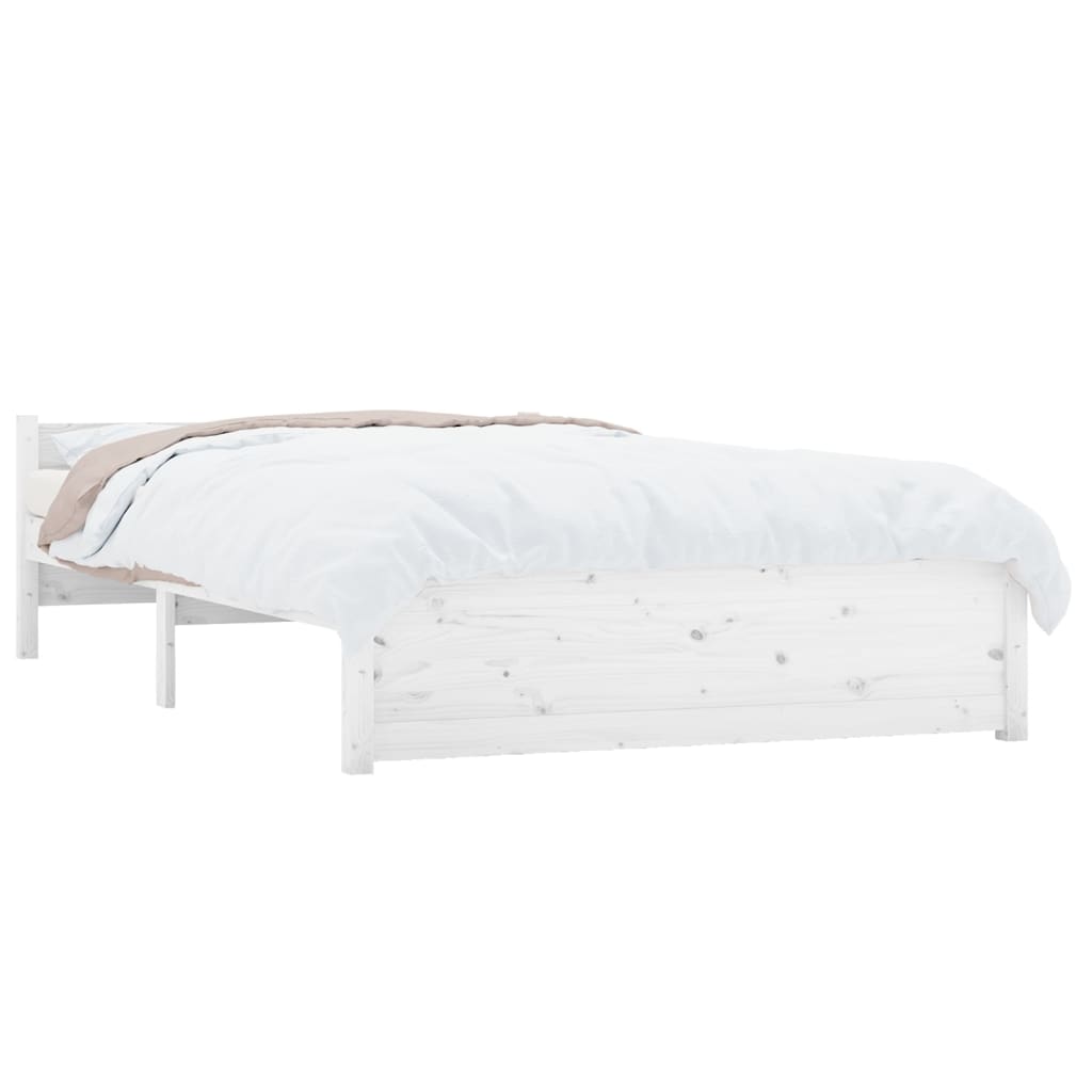 Bedframe Massief Hout Wit 120X190 Cm 4Ft Small Double