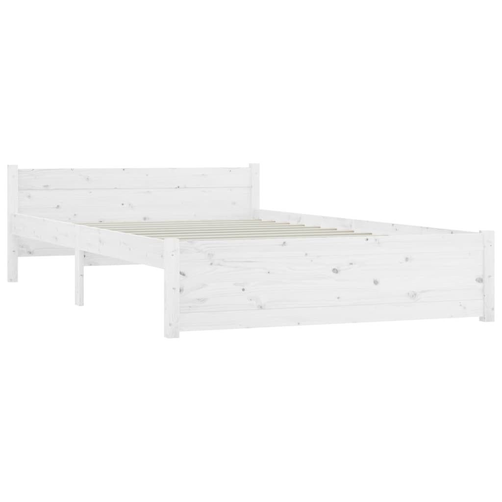 Bedframe Massief Hout Wit 120X190 Cm 4Ft Small Double