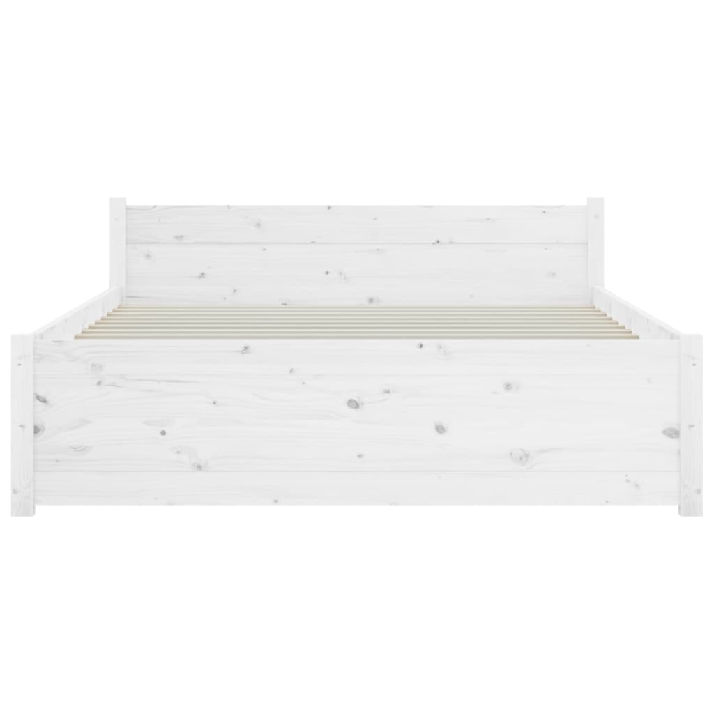 Bedframe Massief Hout Wit 120X190 Cm 4Ft Small Double