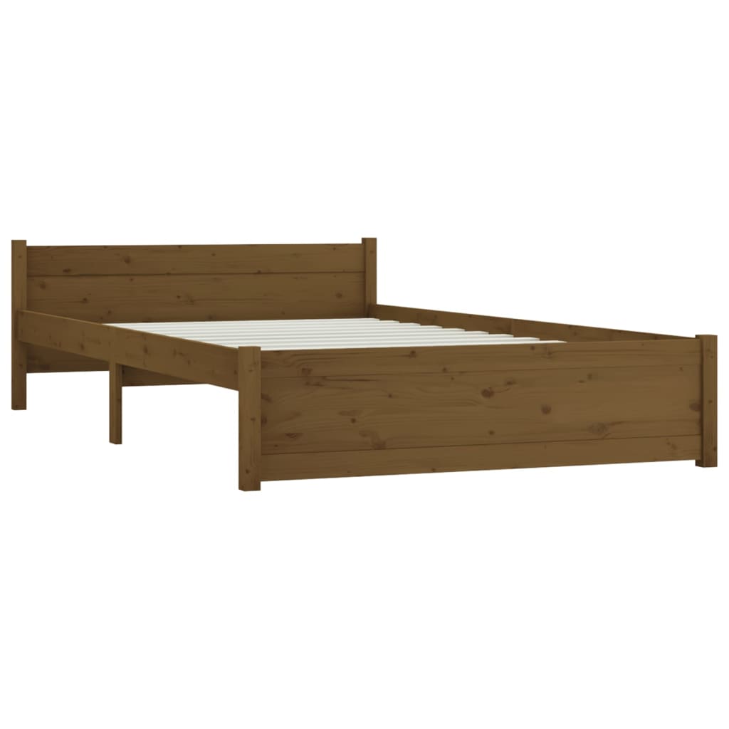 Bedframe Massief Hout Honingbruin 120X190 Cm 4Ft Small Double