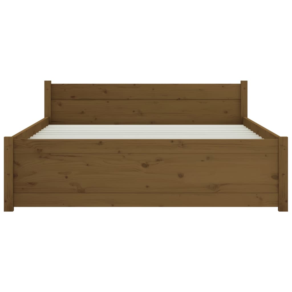 Bedframe Massief Hout Honingbruin 120X190 Cm 4Ft Small Double