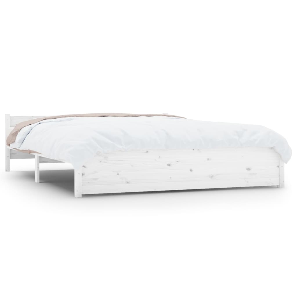 Bedframe Massief Hout Wit 140X190 Cm