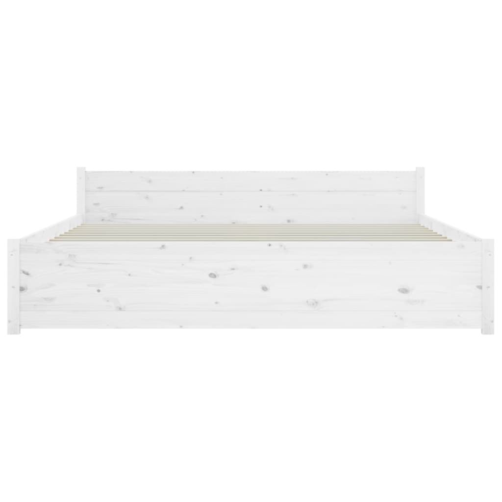 Bedframe Massief Hout Wit 140X190 Cm
