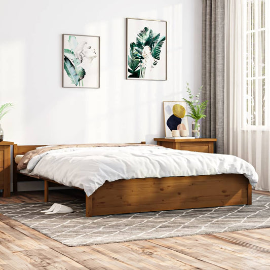 Bedframe Massief Hout Honingbruin 140X190 Cm