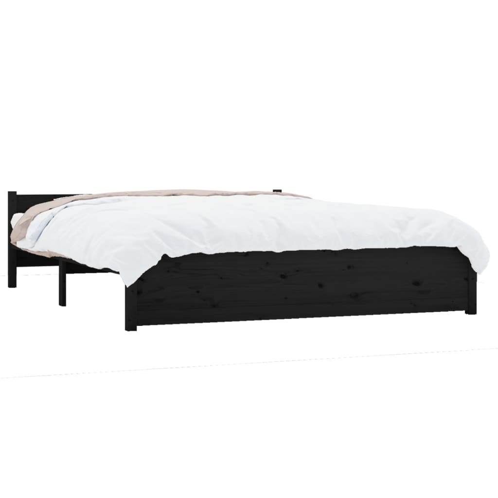 Bedframe Massief Hout Zwart 140X190 Cm