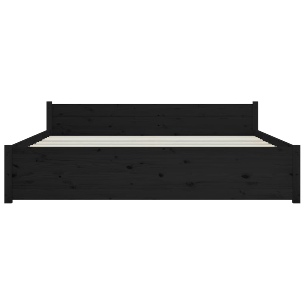 Bedframe Massief Hout Zwart 140X190 Cm