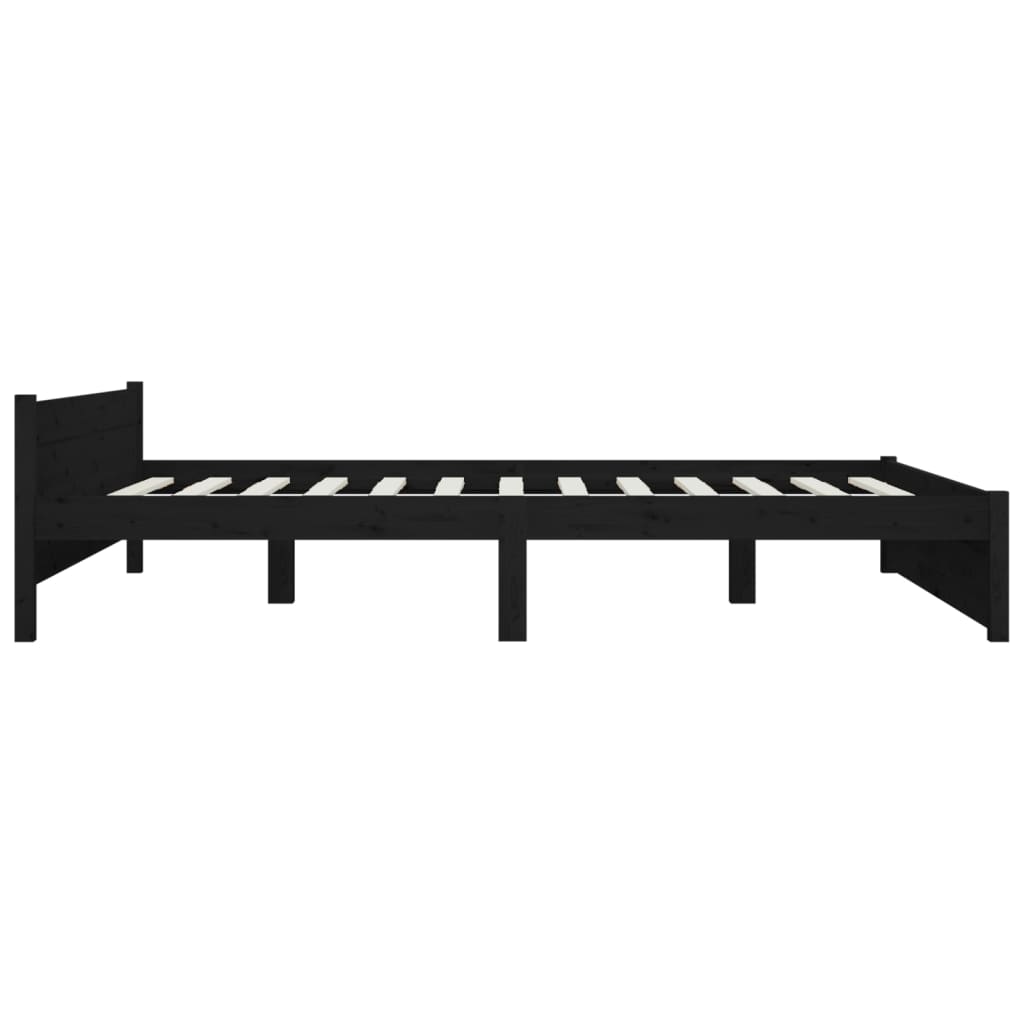 Bedframe Massief Hout Zwart 140X190 Cm