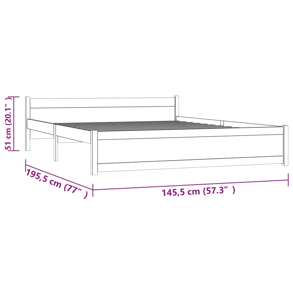 Bedframe Massief Hout Zwart 140X190 Cm