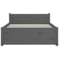 Bedframe Massief Hout Grijs 90X200 Cm