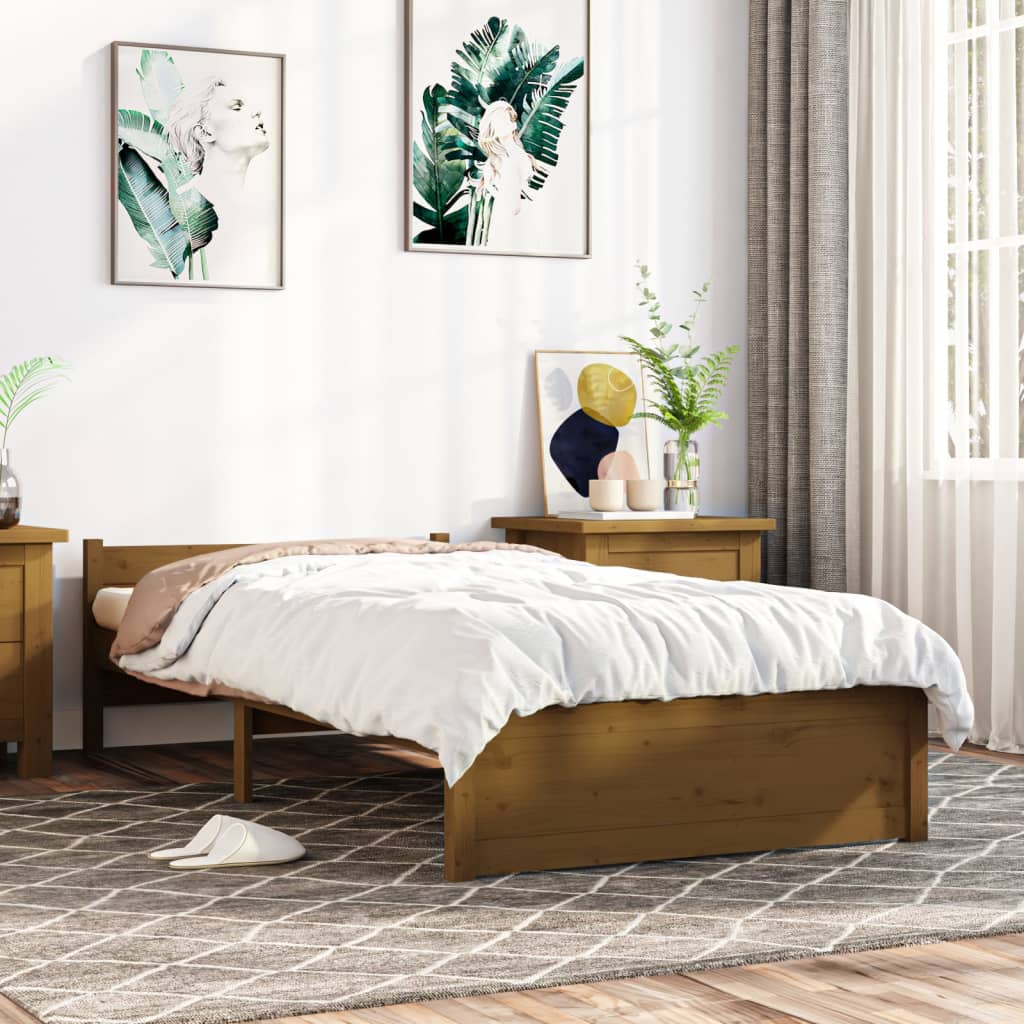Bedframe Massief Hout Honingbruin 90X200 Cm