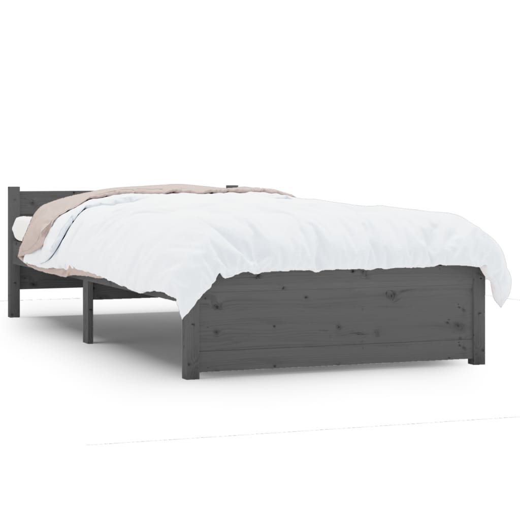 Bedframe Massief Hout Grijs 100X200 Cm