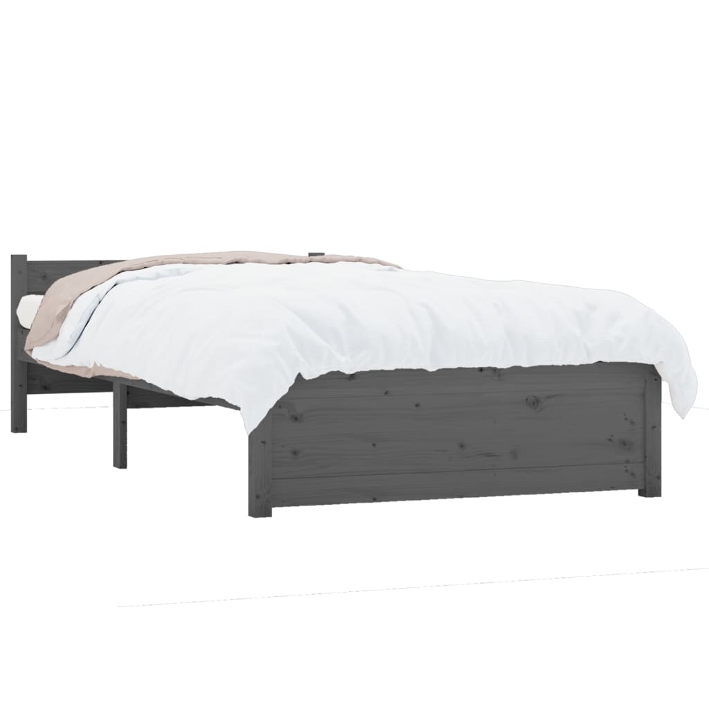 Bedframe Massief Hout Grijs 100X200 Cm