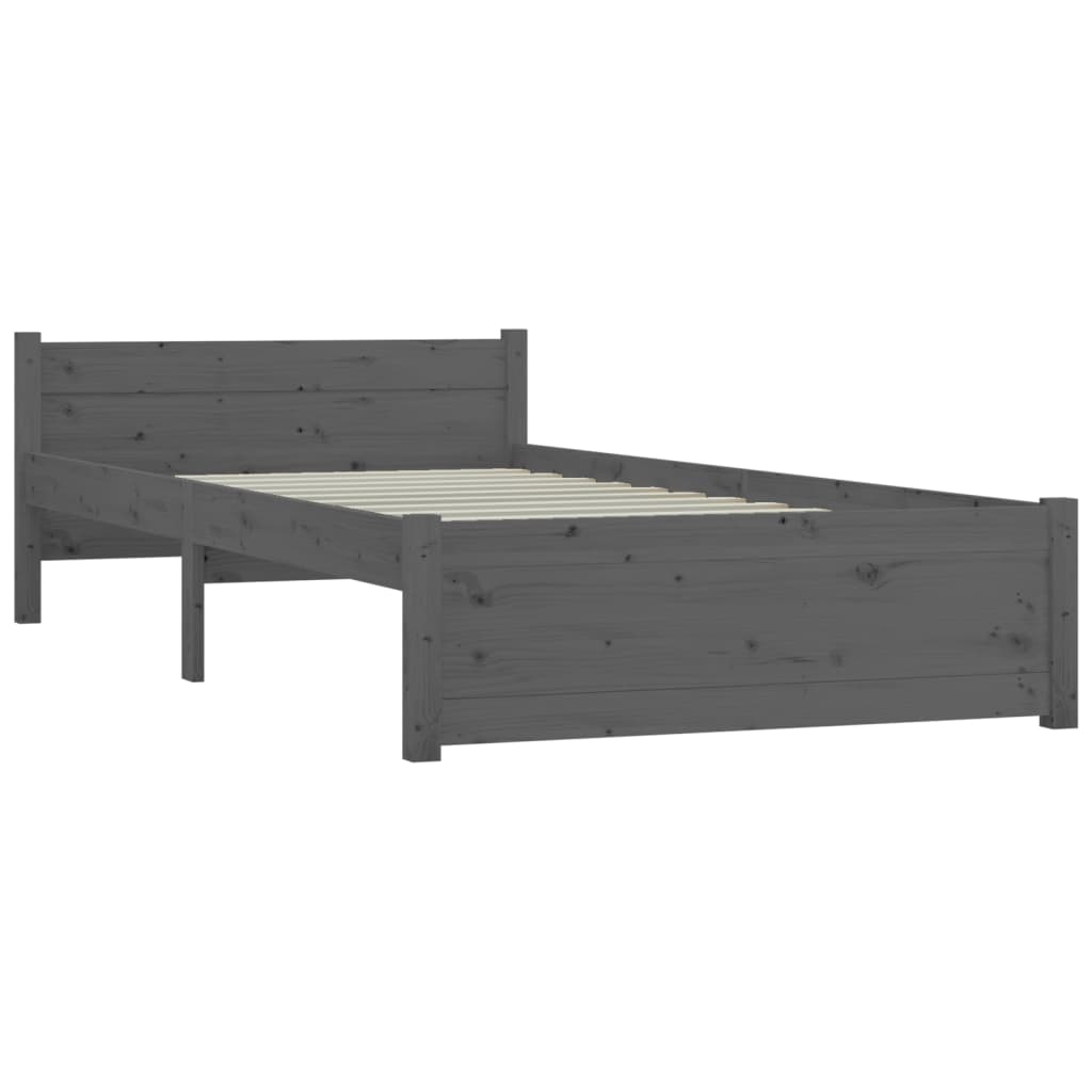 Bedframe Massief Hout Grijs 100X200 Cm