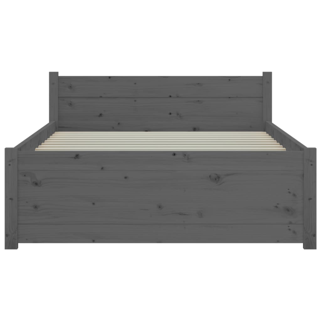 Bedframe Massief Hout Grijs 100X200 Cm