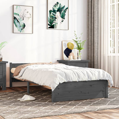 Bedframe Massief Hout Grijs 100X200 Cm