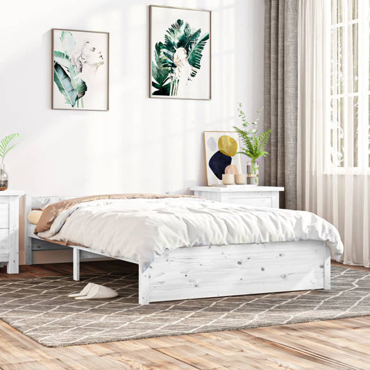 Bedframe Massief Hout Wit 120X200 Cm