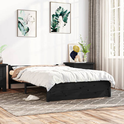 Bedframe Massief Hout Zwart 120X200 Cm