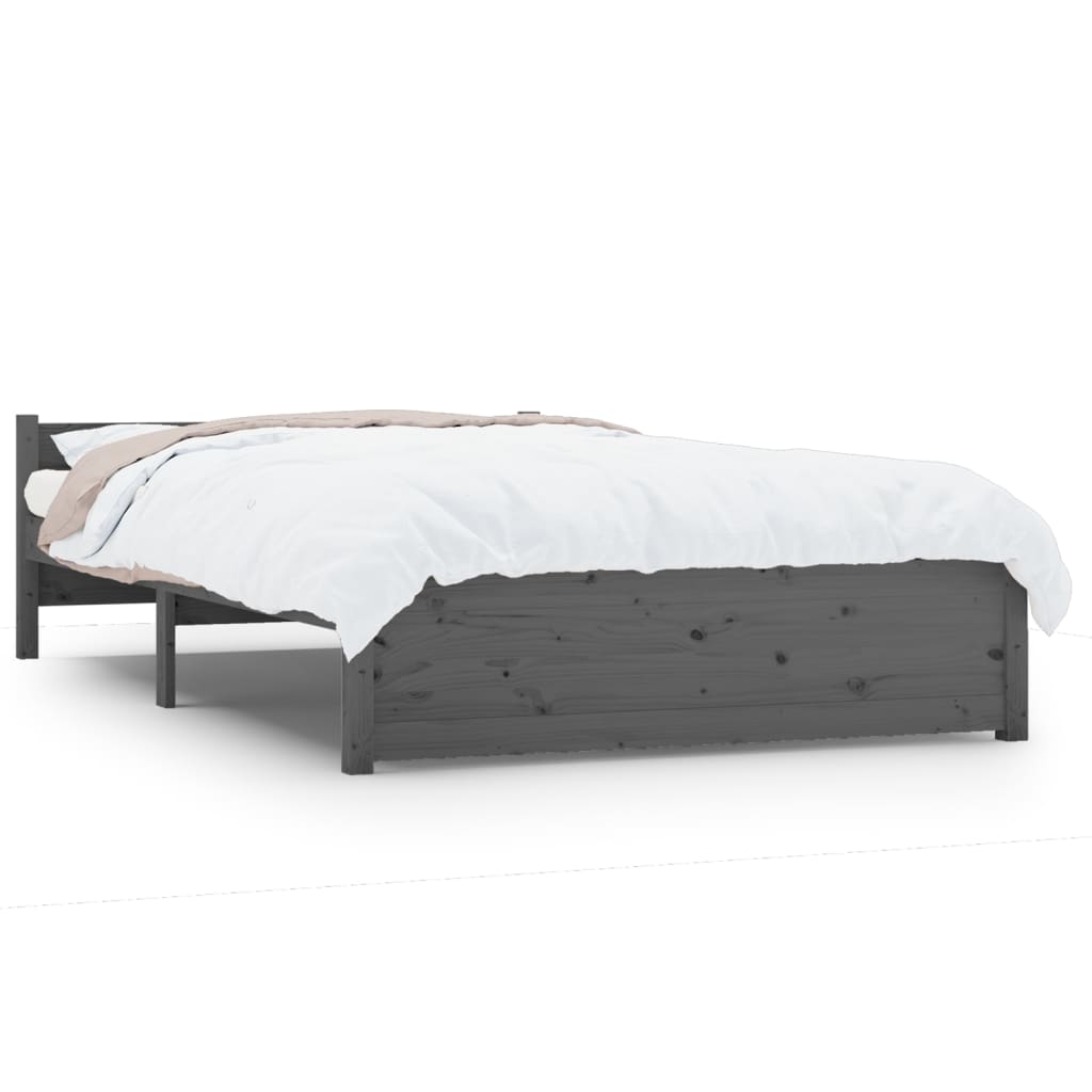 Bedframe Massief Hout Grijs 140X200 Cm